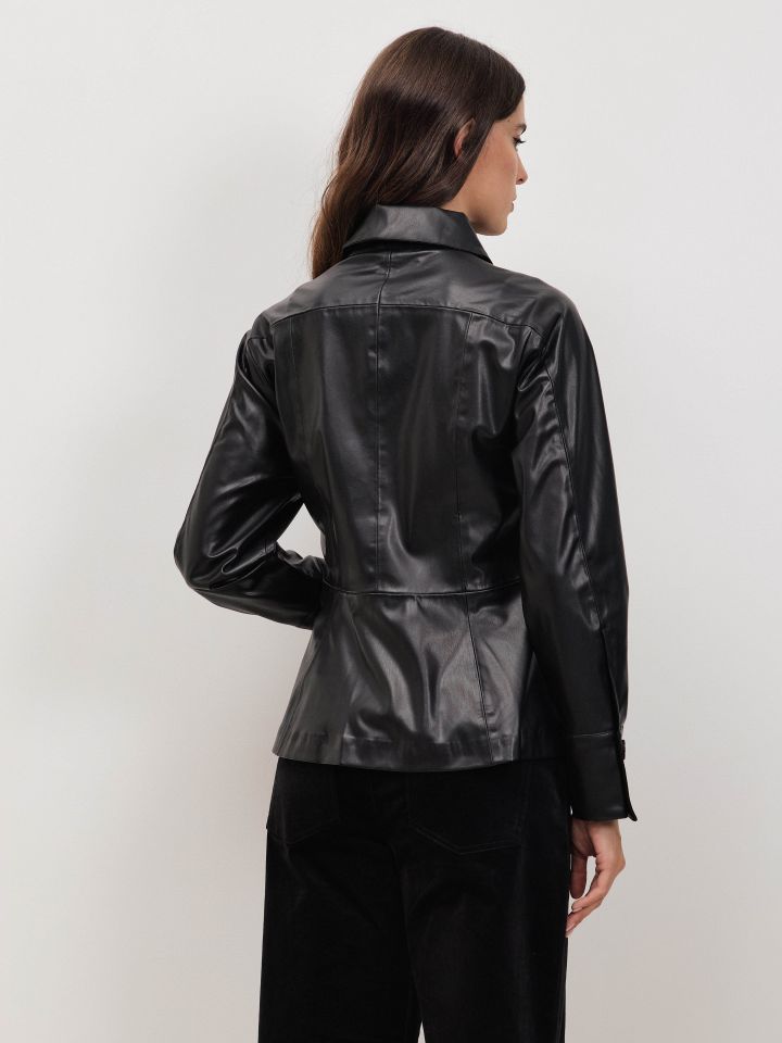 ג’קט דמוי עור PROMO בצבע שחור