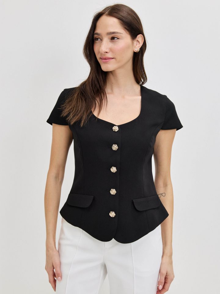 וסט כפתורים ROMI בצבע שחור