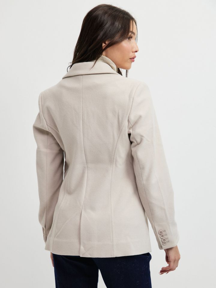 ג’קט שילוב סריגה ורוכסן בצבע אבן