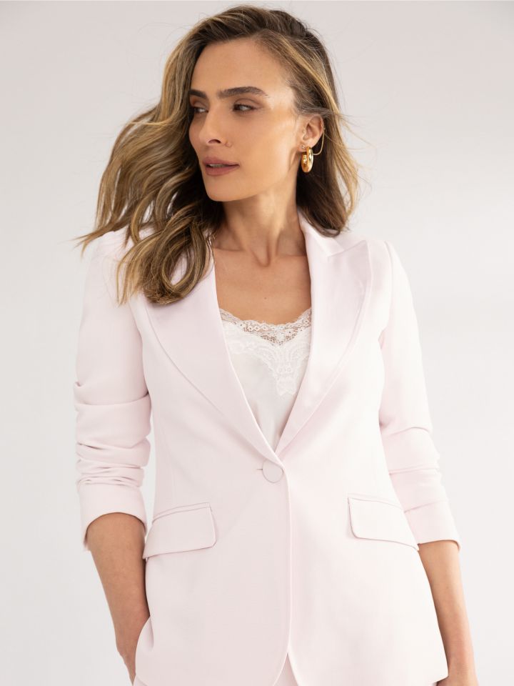 ג’קט שילוב סטן בצבע ורוד