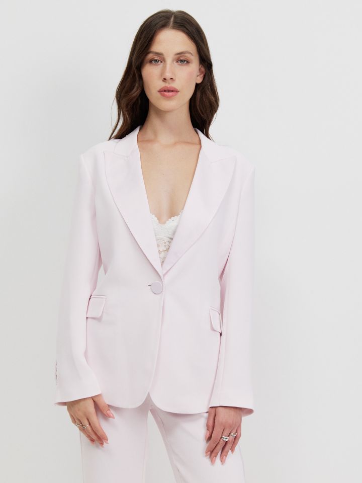 ג’קט שילוב סטן בצבע ורוד