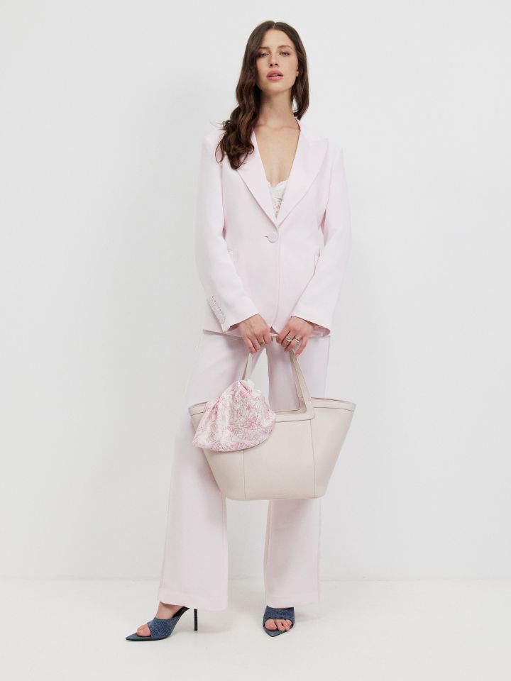 ג’קט שילוב סטן בצבע ורוד