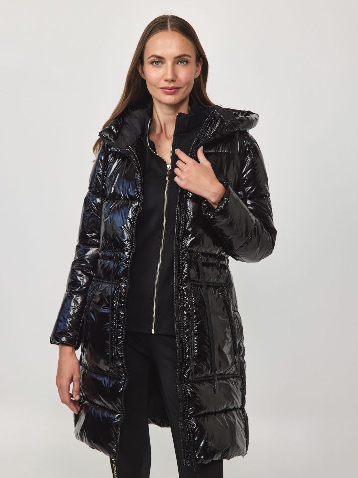 מעיל ארוך רוכסני צד PROMO בצבע שחור