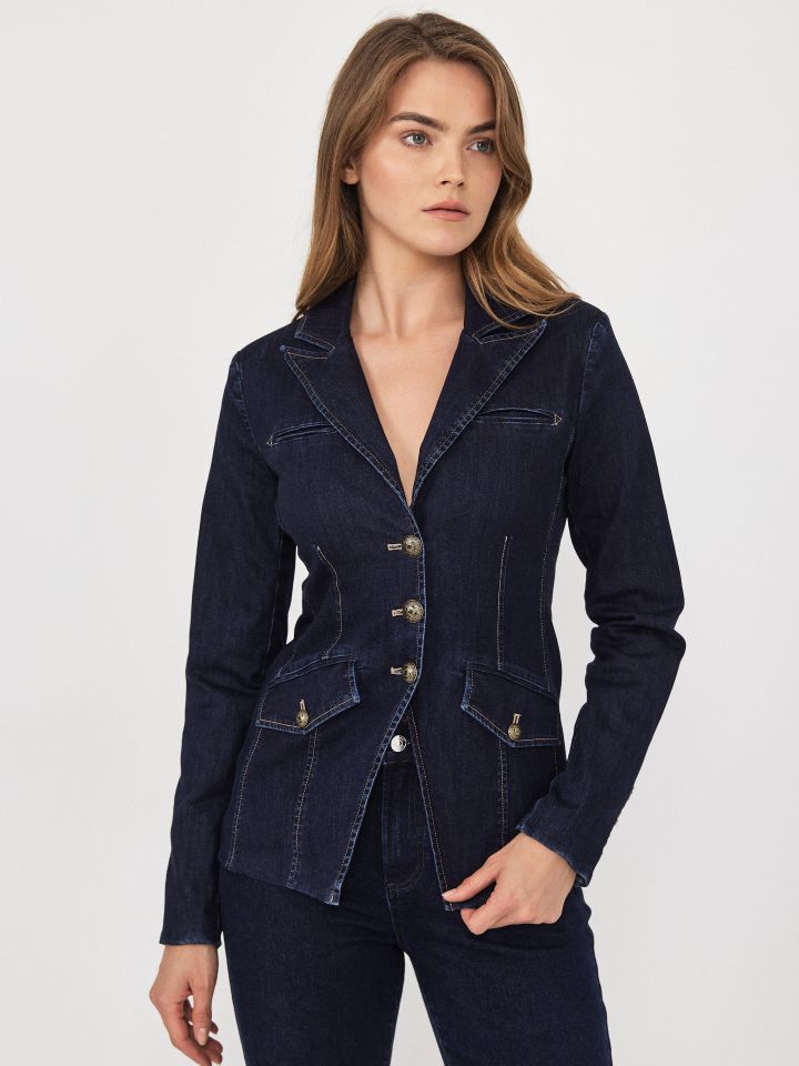 ג’קט ג’ינס PROMO NATALY בצבע ג’ינס כהה