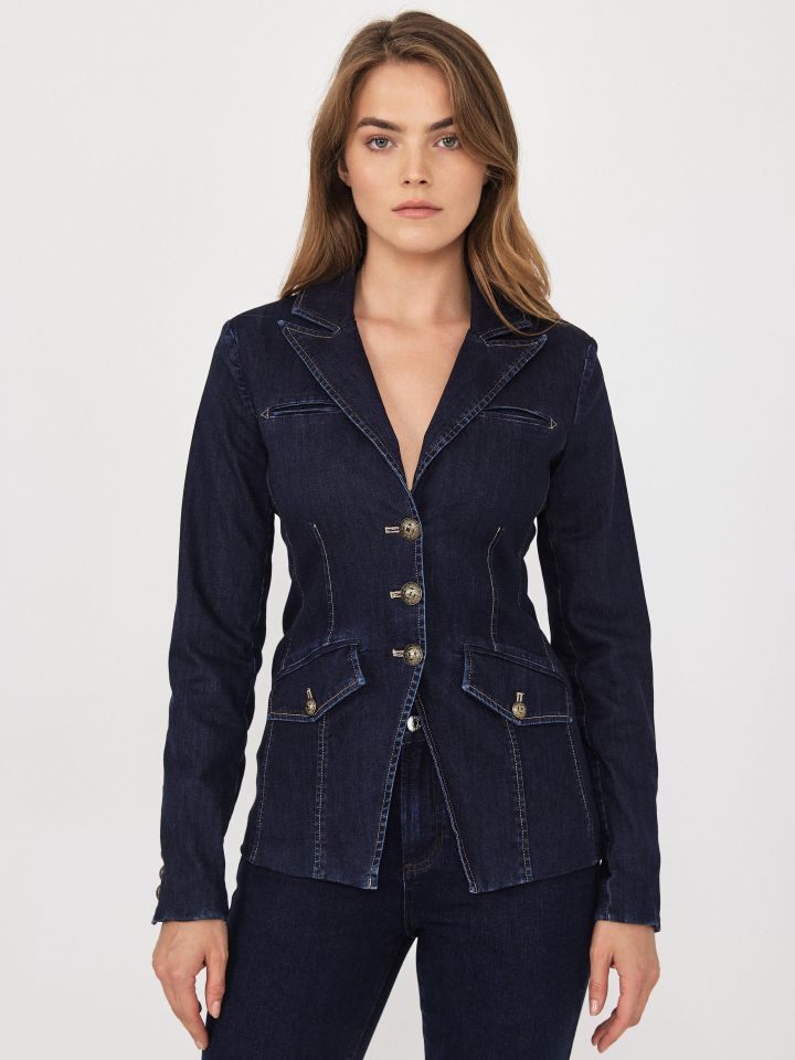 ג’קט ג’ינס PROMO NATALY בצבע ג’ינס כהה