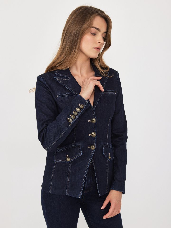 ג’קט ג’ינס PROMO NATALY בצבע ג’ינס כהה