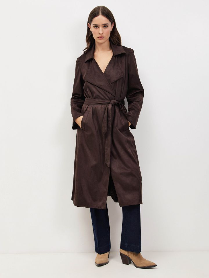 מעיל מראה זמש בצבע חום