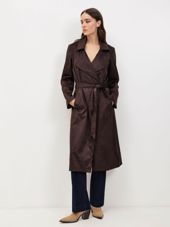 מעיל מראה זמש בצבע חום