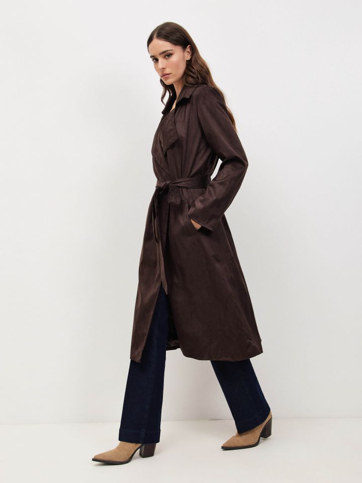 מעיל מראה זמש בצבע חום