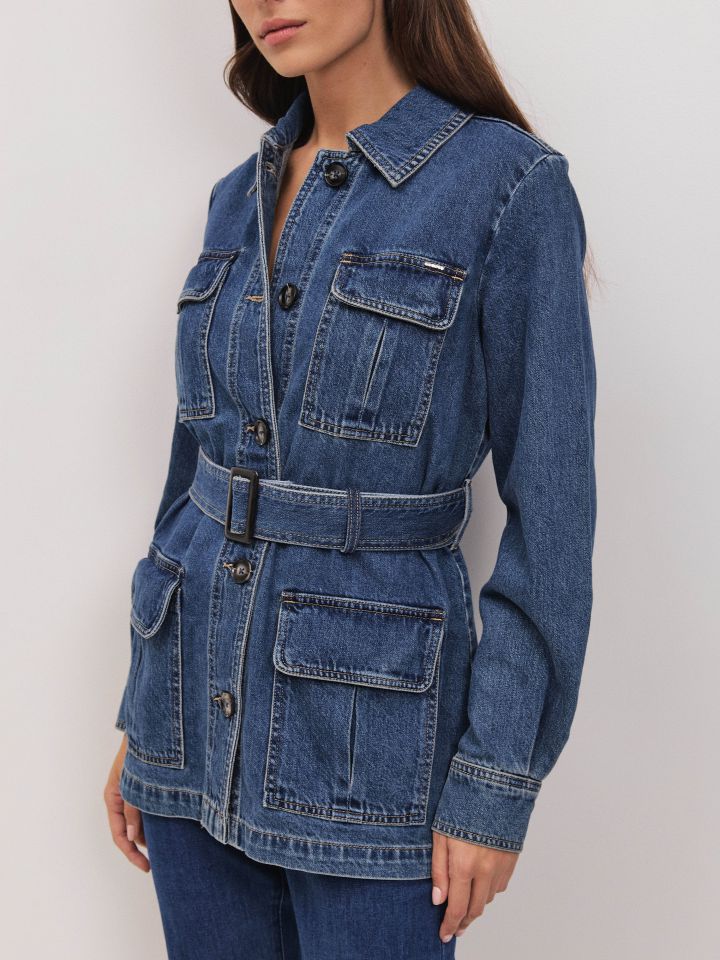 ג’קט ג’ינס כיסים בצבע ג’ינס