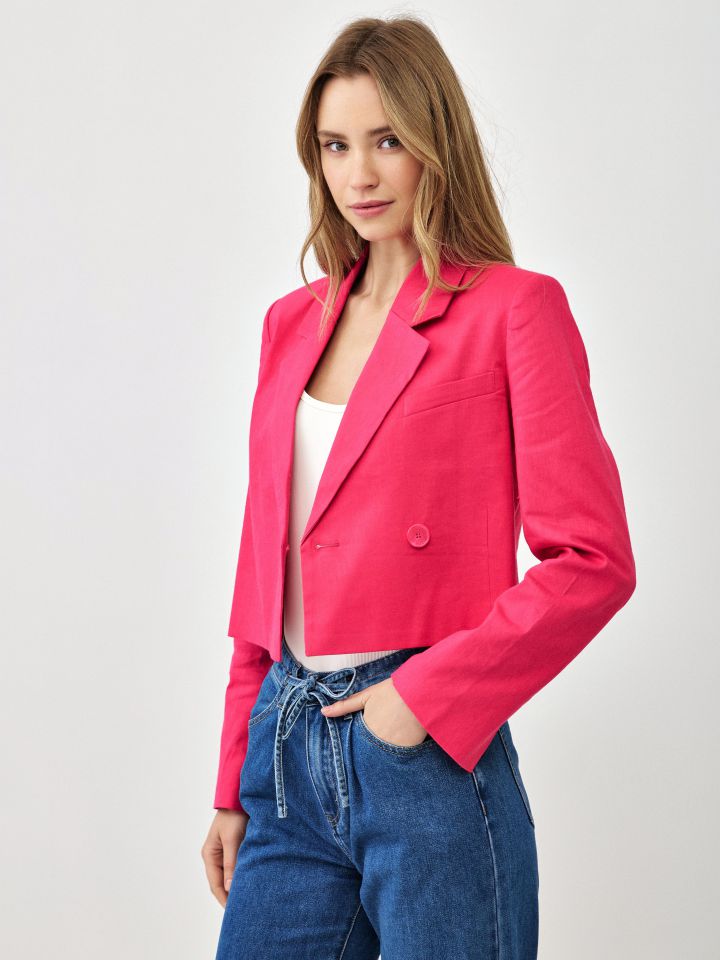 ג’קט מראה פישתן קצר בצבע פוקסיה