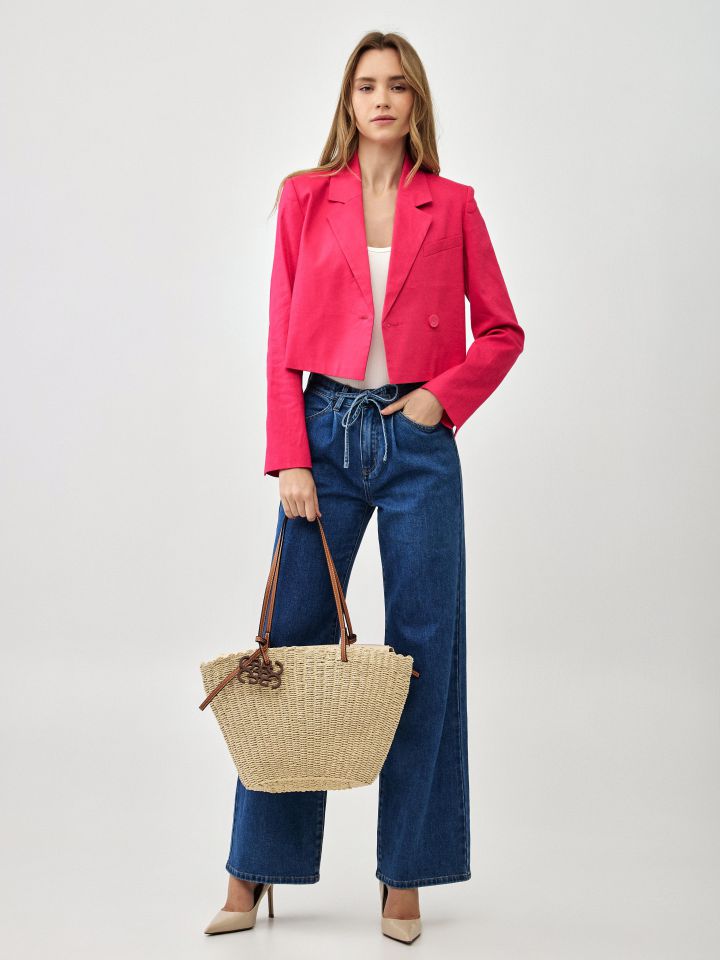 ג’קט מראה פישתן קצר בצבע פוקסיה