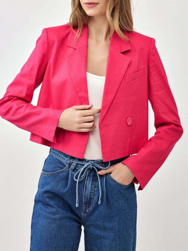 ג’קט מראה פישתן קצר בצבע פוקסיה