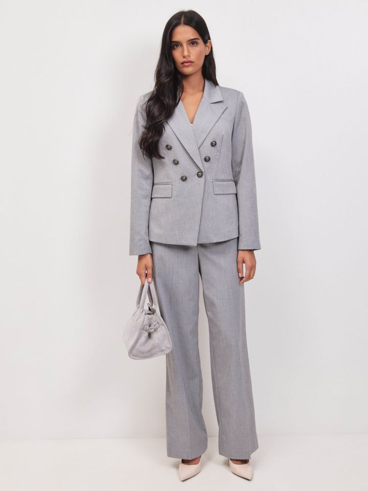 ג’קט GRAY כפתורי כסף בצבע אפור כסף