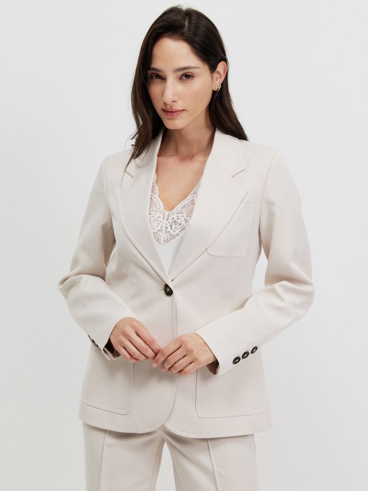 ג’קט כיסים SHIRA בצבע בייז’