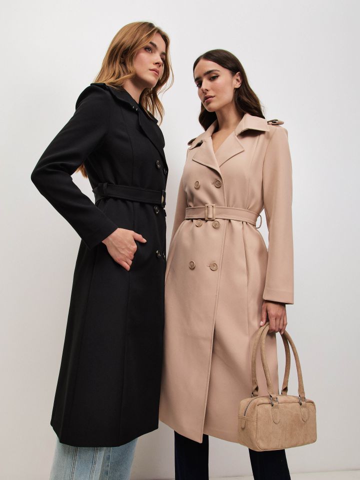 מעיל טרנץ’ ארוך LIA בצבע קאמל