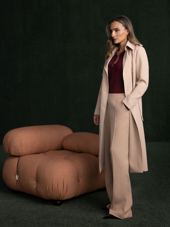 מעיל טרנץ’ ארוך LIA בצבע קאמל