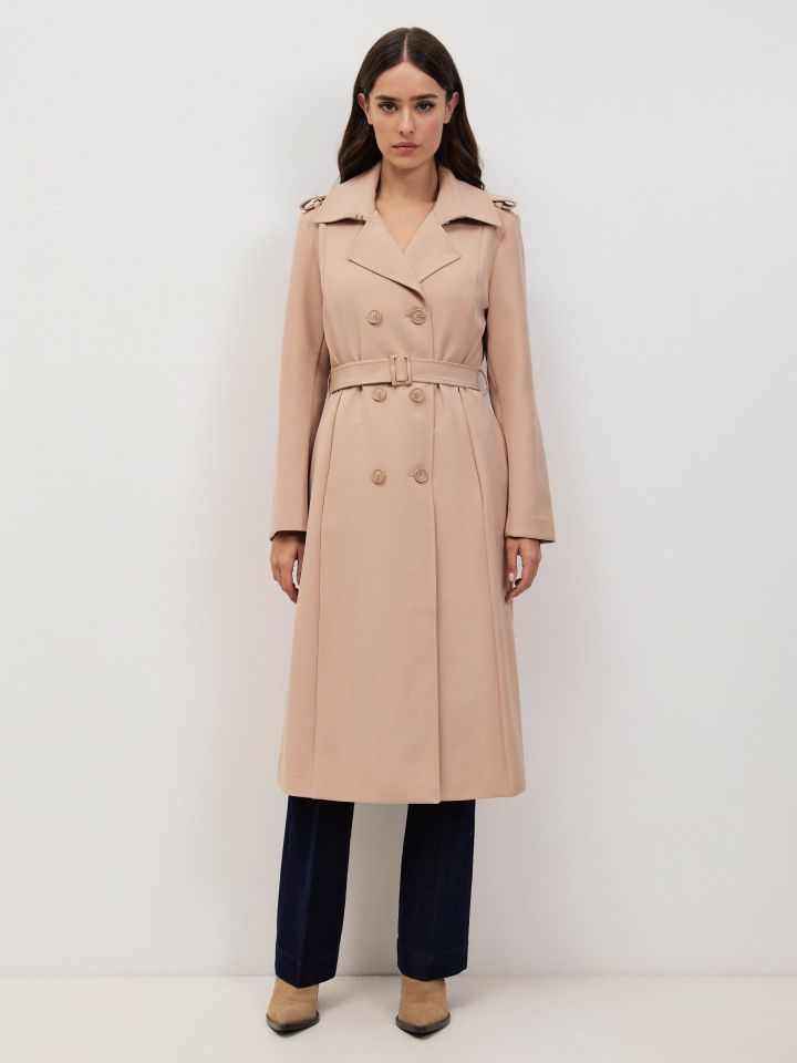 מעיל טרנץ’ ארוך LIA בצבע קאמל
