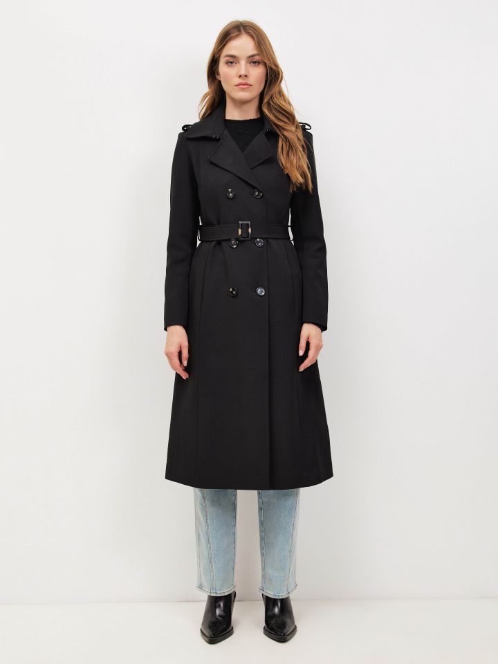 מעיל טרנץ’ ארוך LIA בצבע שחור