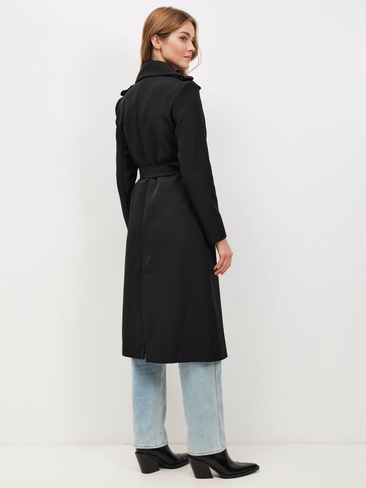 מעיל טרנץ’ ארוך LIA בצבע שחור