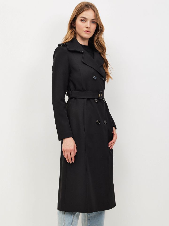 מעיל טרנץ’ ארוך LIA בצבע שחור