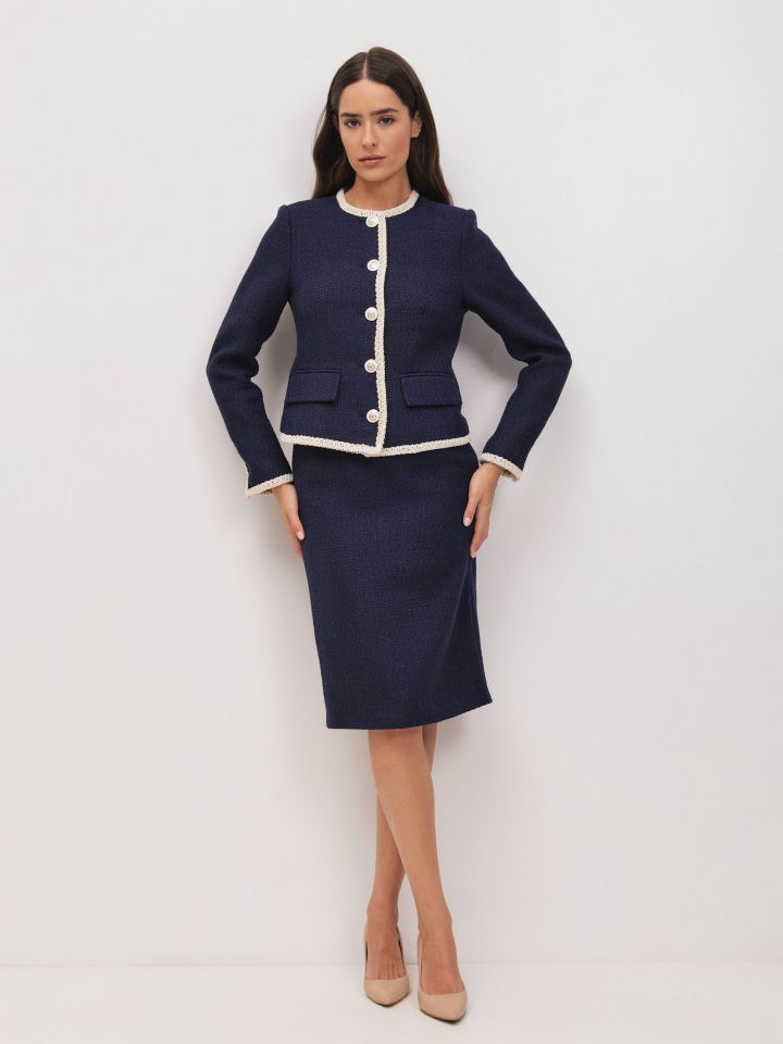 ג’קט בוקלה שילוב EDEN בצבע נייבי