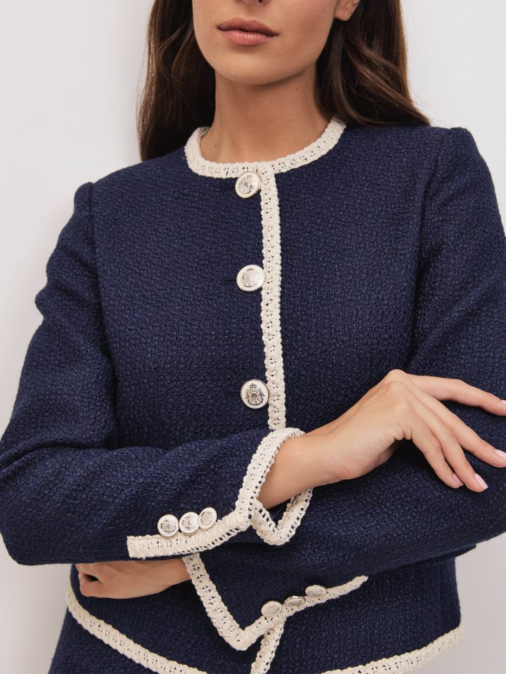 ג’קט בוקלה שילוב EDEN בצבע נייבי