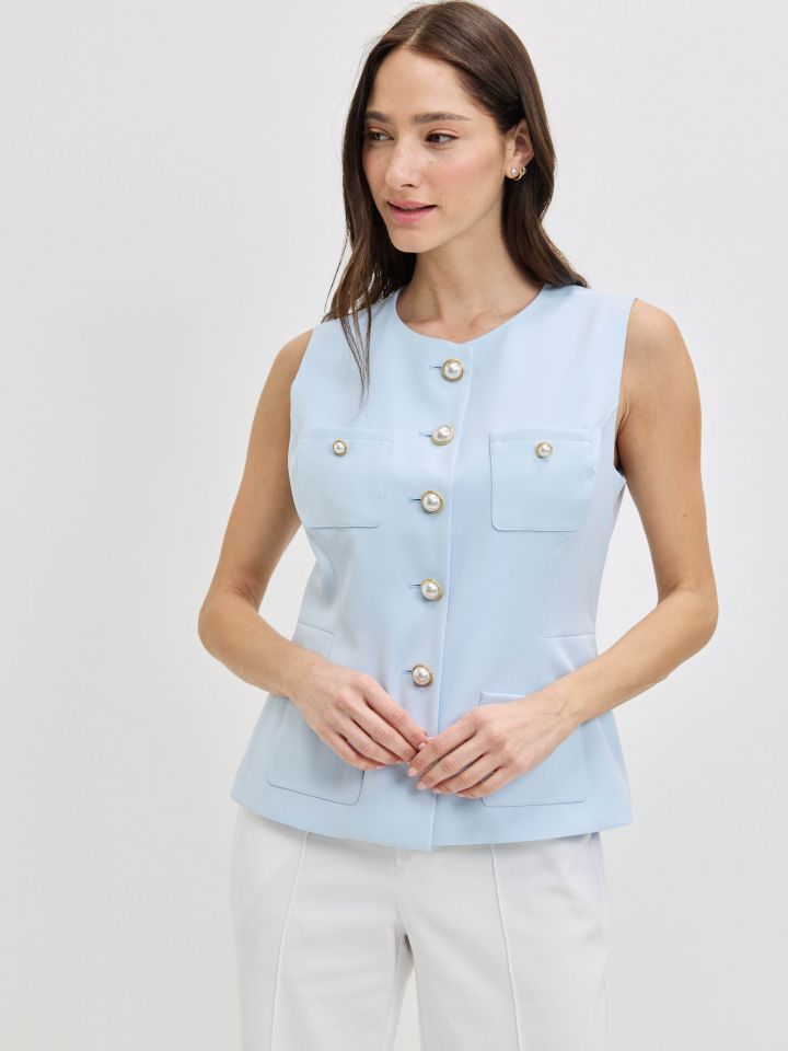 וסט כפתורים SHIRA בצבע תכלת