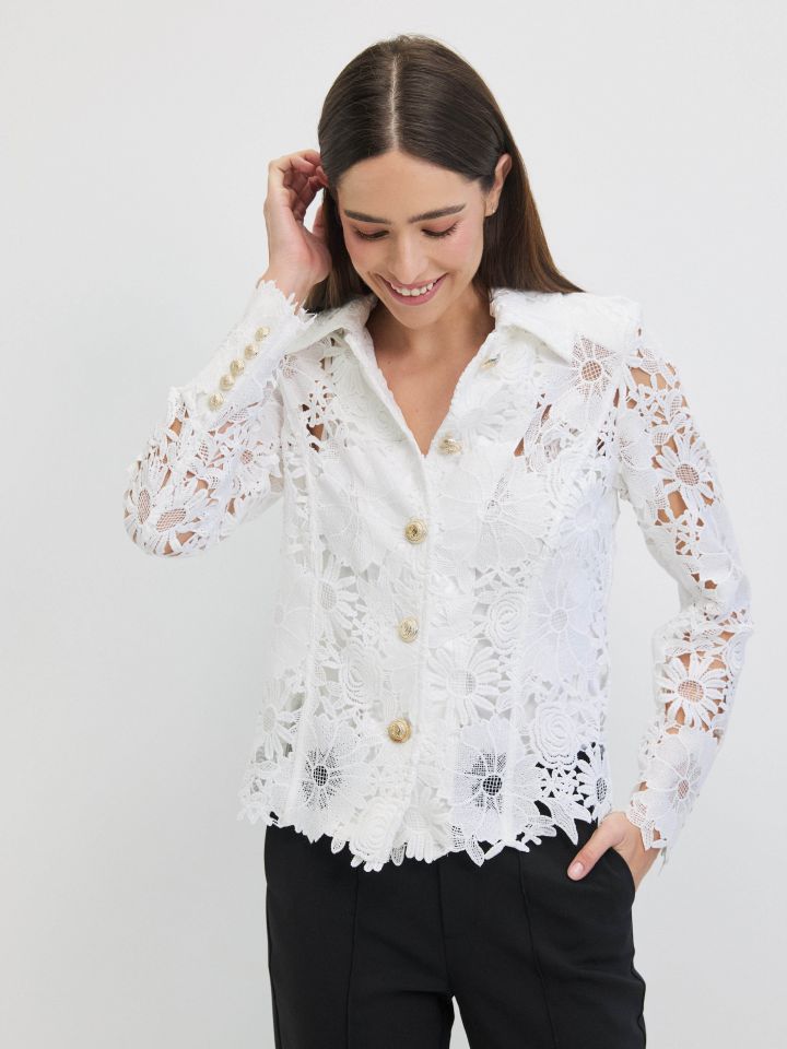 ג’קט פרחים בצבע לבן