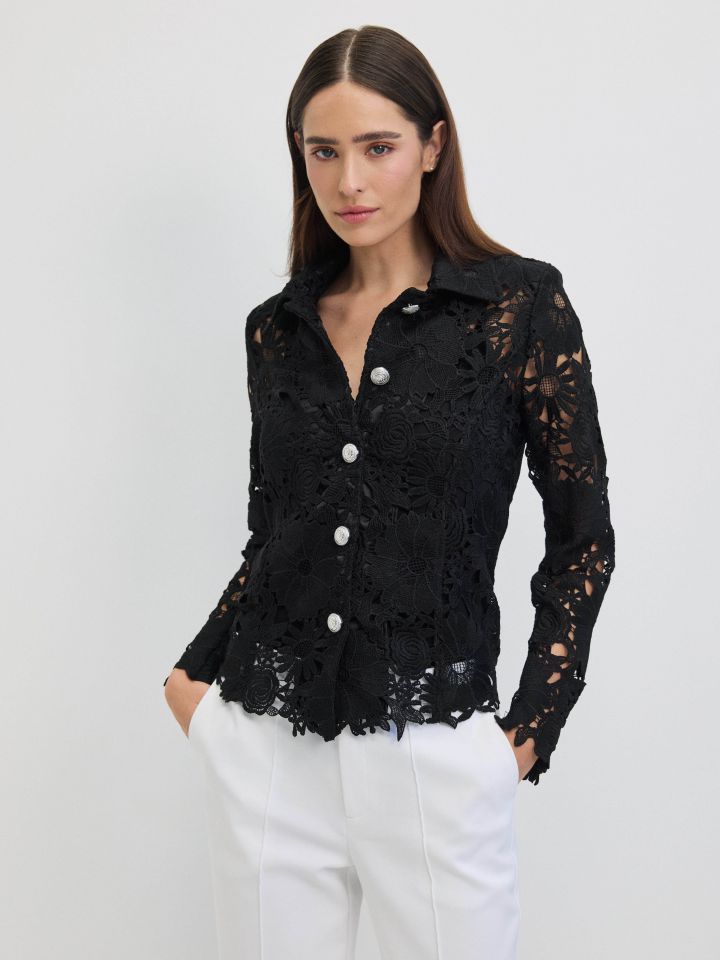 ג’קט פרחים בצבע שחור