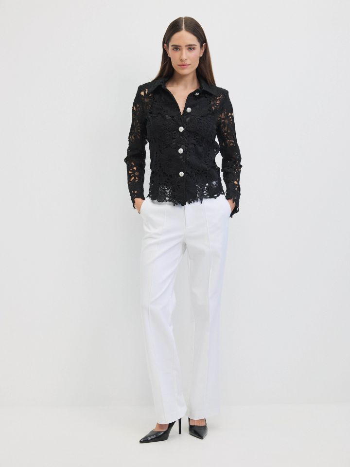 ג’קט פרחים בצבע שחור