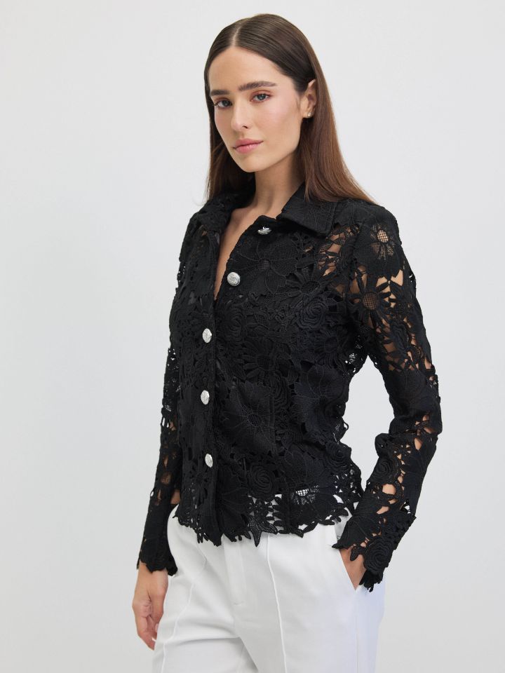 ג’קט פרחים בצבע שחור