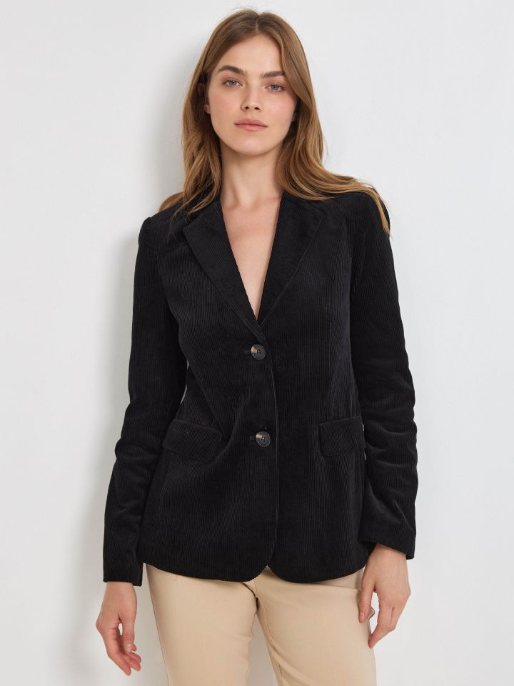 ג’קט קורדרוי LIAT בצבע שחור