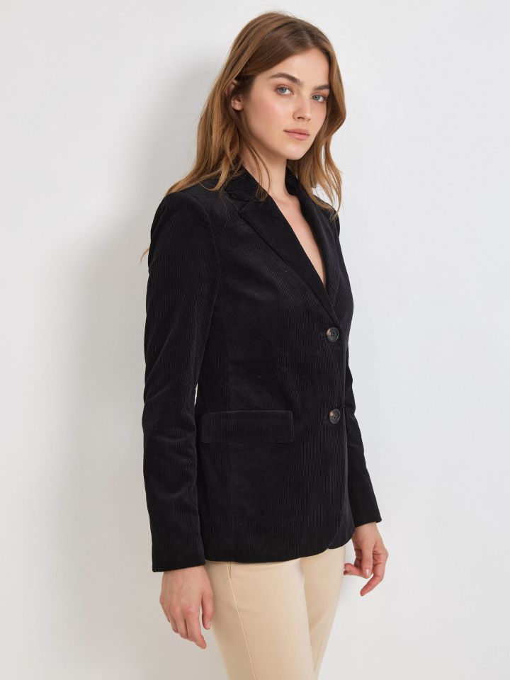 ג’קט קורדרוי LIAT בצבע שחור