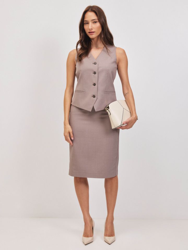 וסט LIAT כפתורים בצבע בייז מלנג’