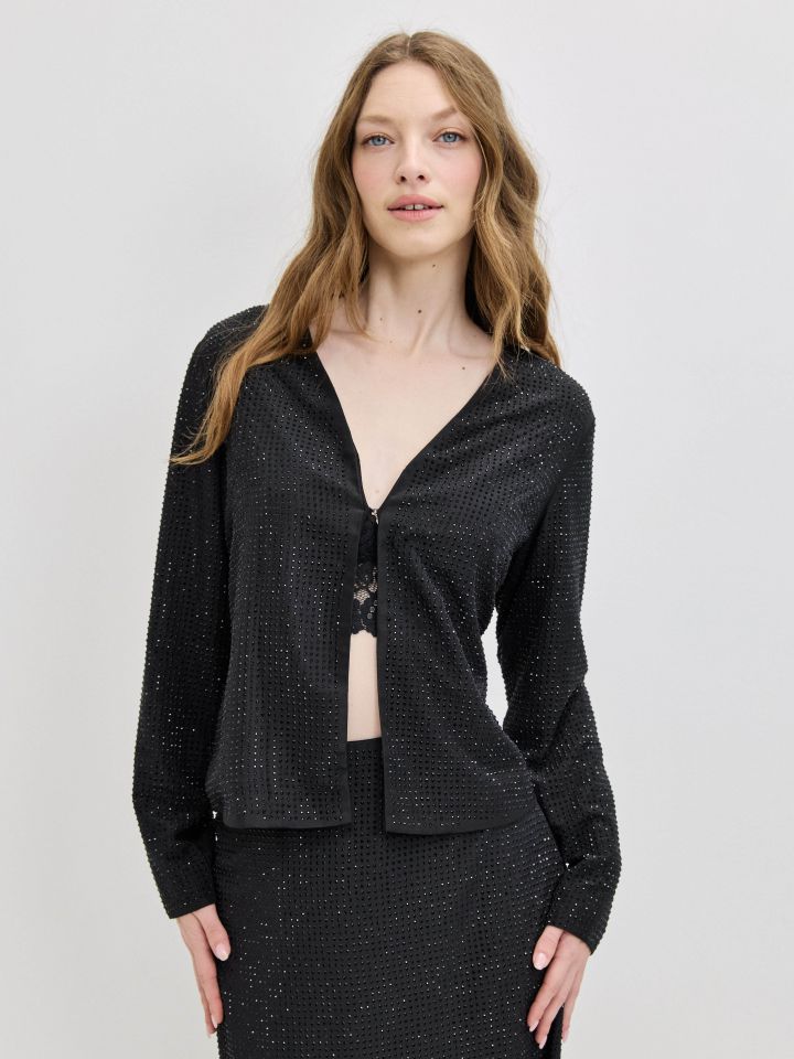 עליונית דמוי יהלומים בצבע שחור