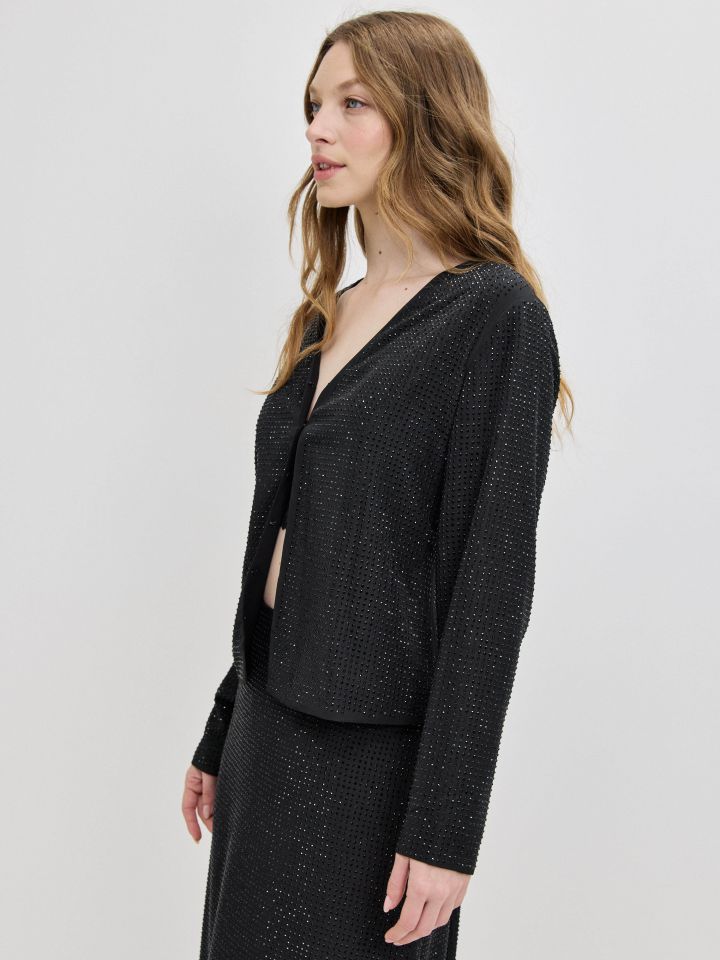 עליונית דמוי יהלומים בצבע שחור