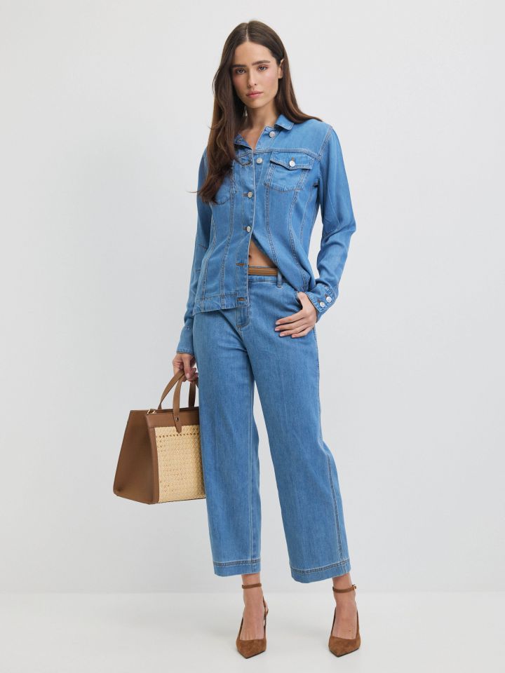 ג’קט ג’ינס טנסל בצבע ג’ינס בהיר