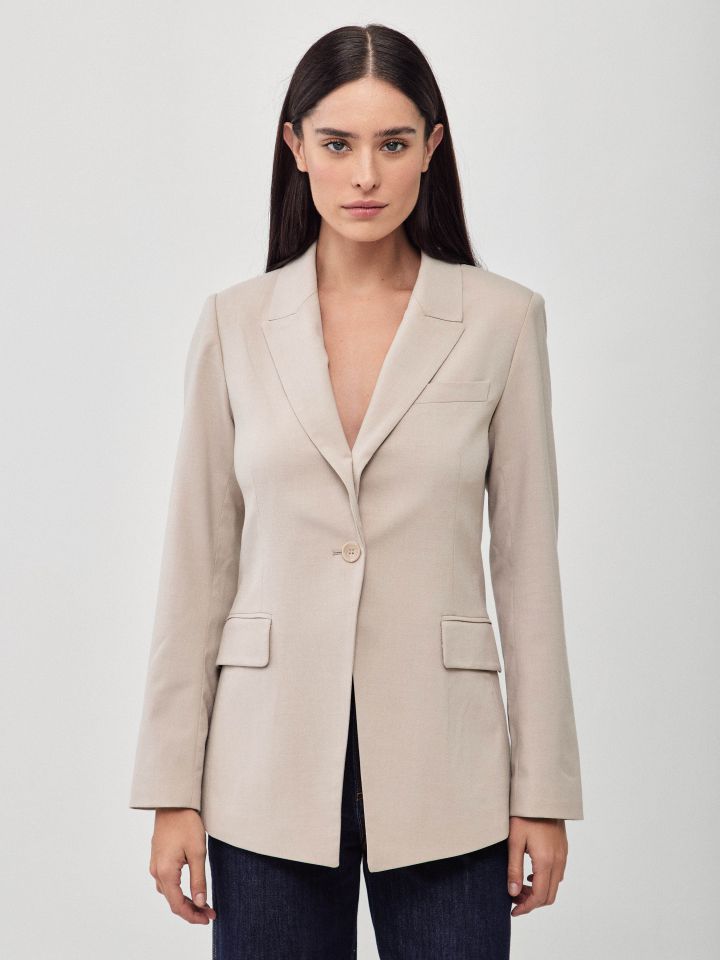 ג’קט כפתור אחד מראה פישתן בצבע אבן