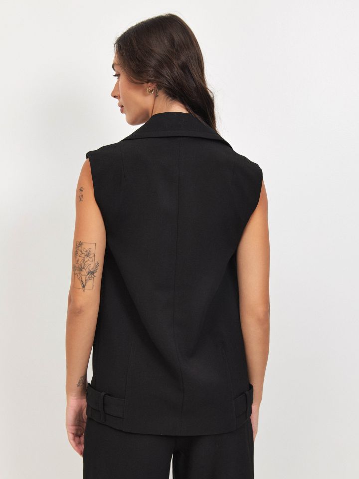 וסט כפתור אחד PARIS בצבע שחור