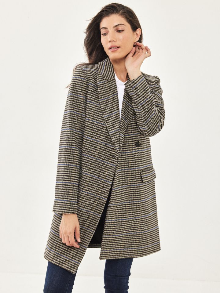 ג’קט  ארוך משבצות בצבע פפיטה