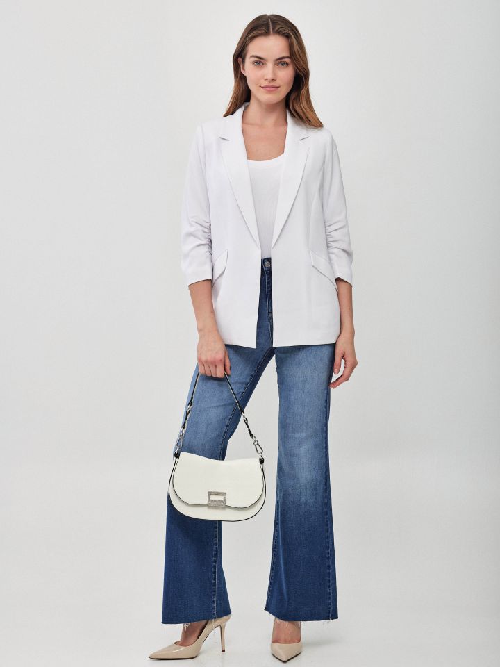 ג’קט כיווץ בשרוול PROMO בצבע לבן