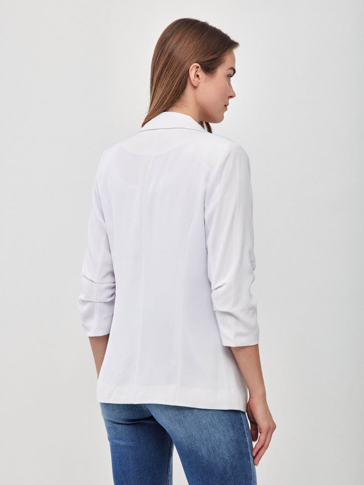 ג’קט כיווץ בשרוול PROMO בצבע לבן