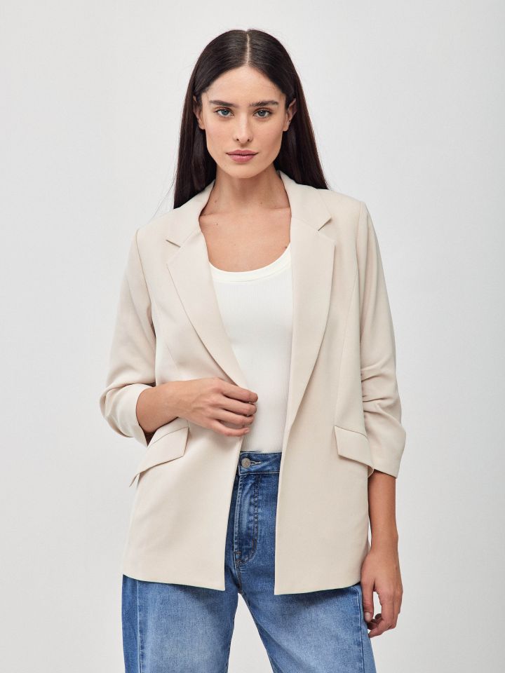 ג’קט כיווץ בשרוול PROMO בצבע בייז’