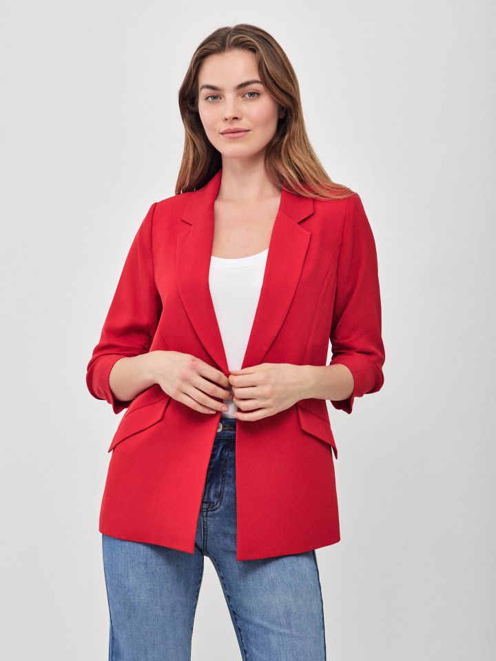 ג’קט כיווץ בשרוול PROMO בצבע אדום