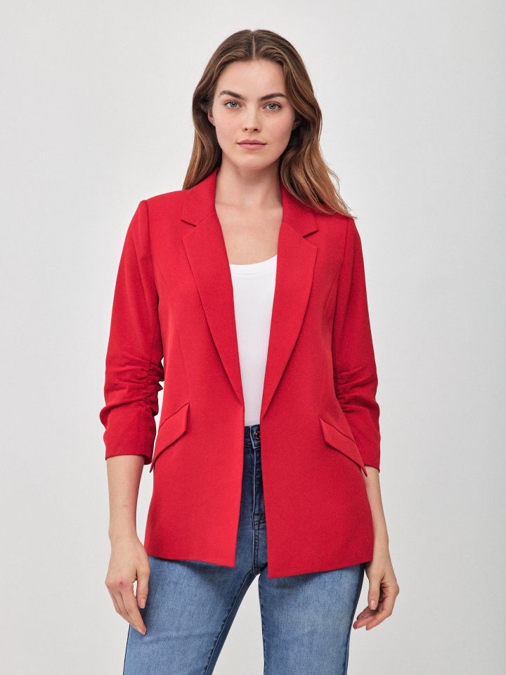 ג’קט כיווץ בשרוול PROMO בצבע אדום