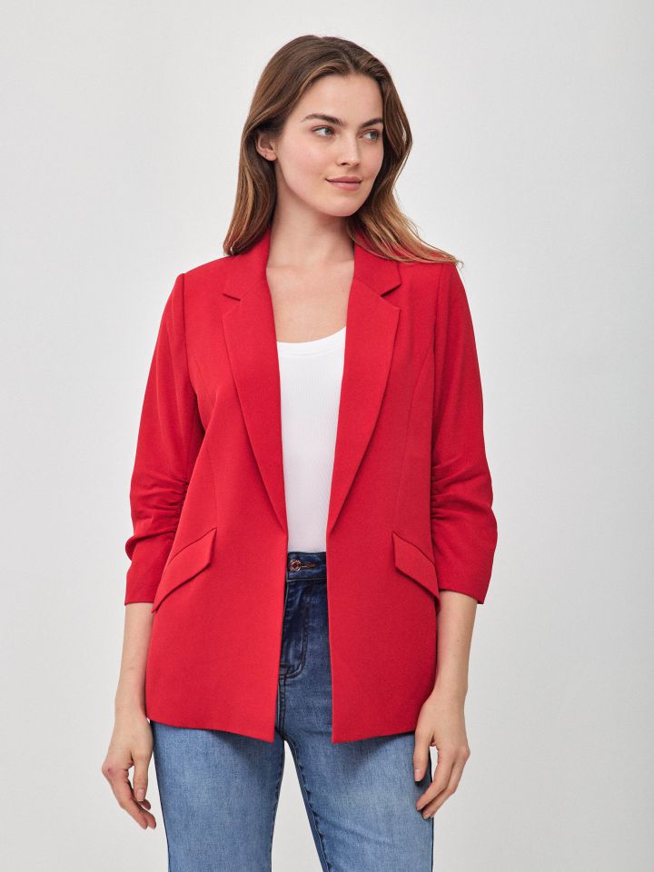 ג’קט כיווץ בשרוול PROMO בצבע אדום