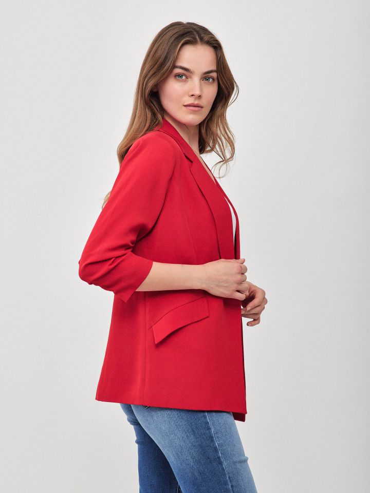 ג’קט כיווץ בשרוול PROMO בצבע אדום