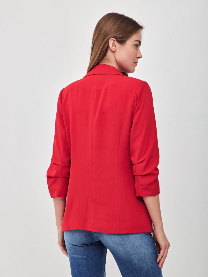 ג’קט כיווץ בשרוול PROMO בצבע אדום