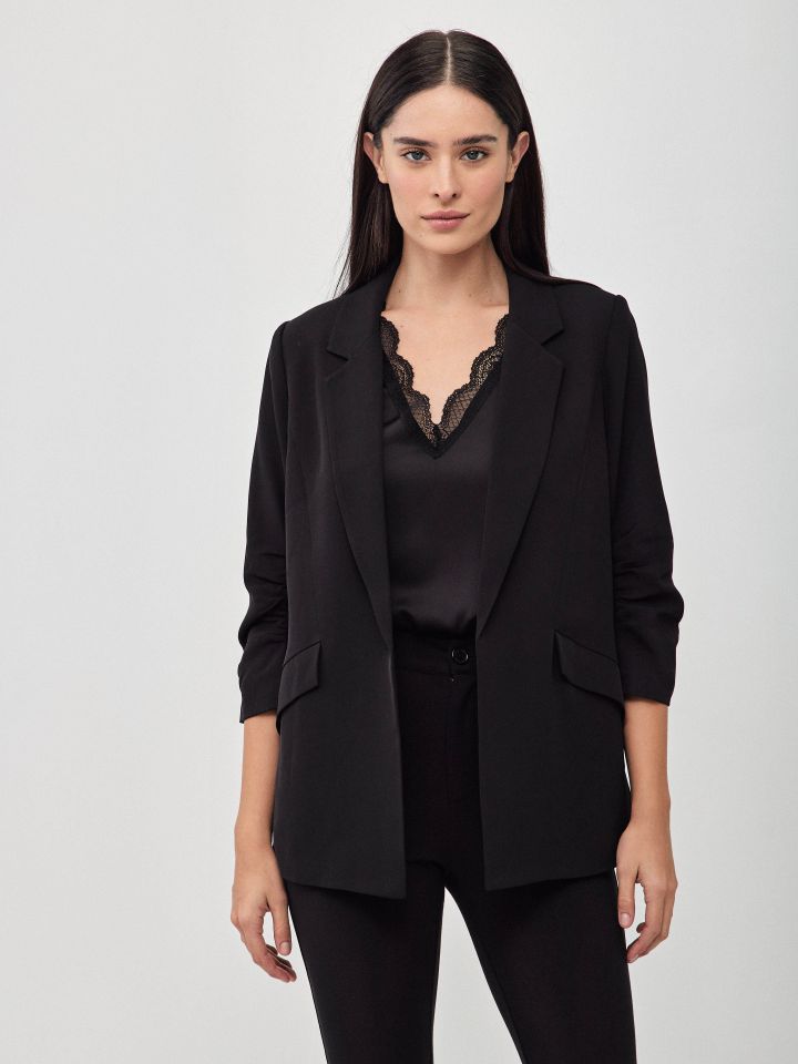 ג’קט כיווץ בשרוול PROMO בצבע שחור